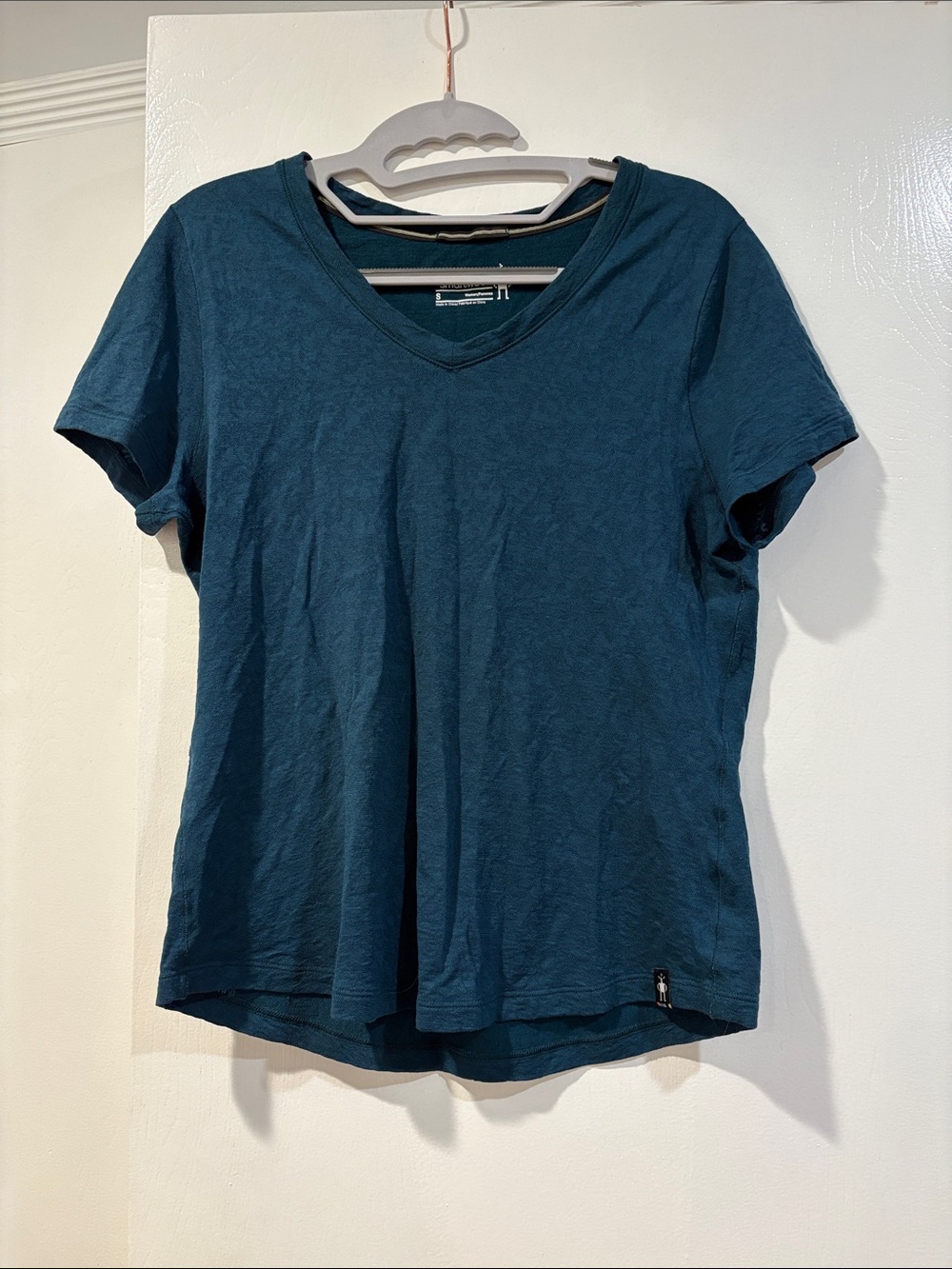 Smartwool Size Small Women's Merino Lace V-Neck Short Sleeve Teal Lagenlook
